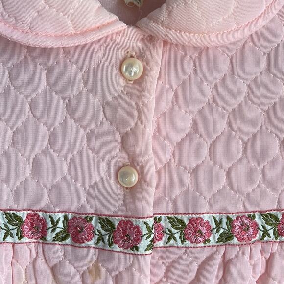 Vintage Loungees quilted flower detail button up house coat robe sz 12 - Picture 4 of 8